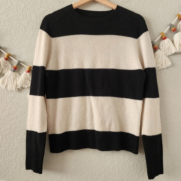 Re/Done Wool Cashmere Striped Knit Crewneck Sweater Cozy Minimalist Nautical S - Picture 1 of 10